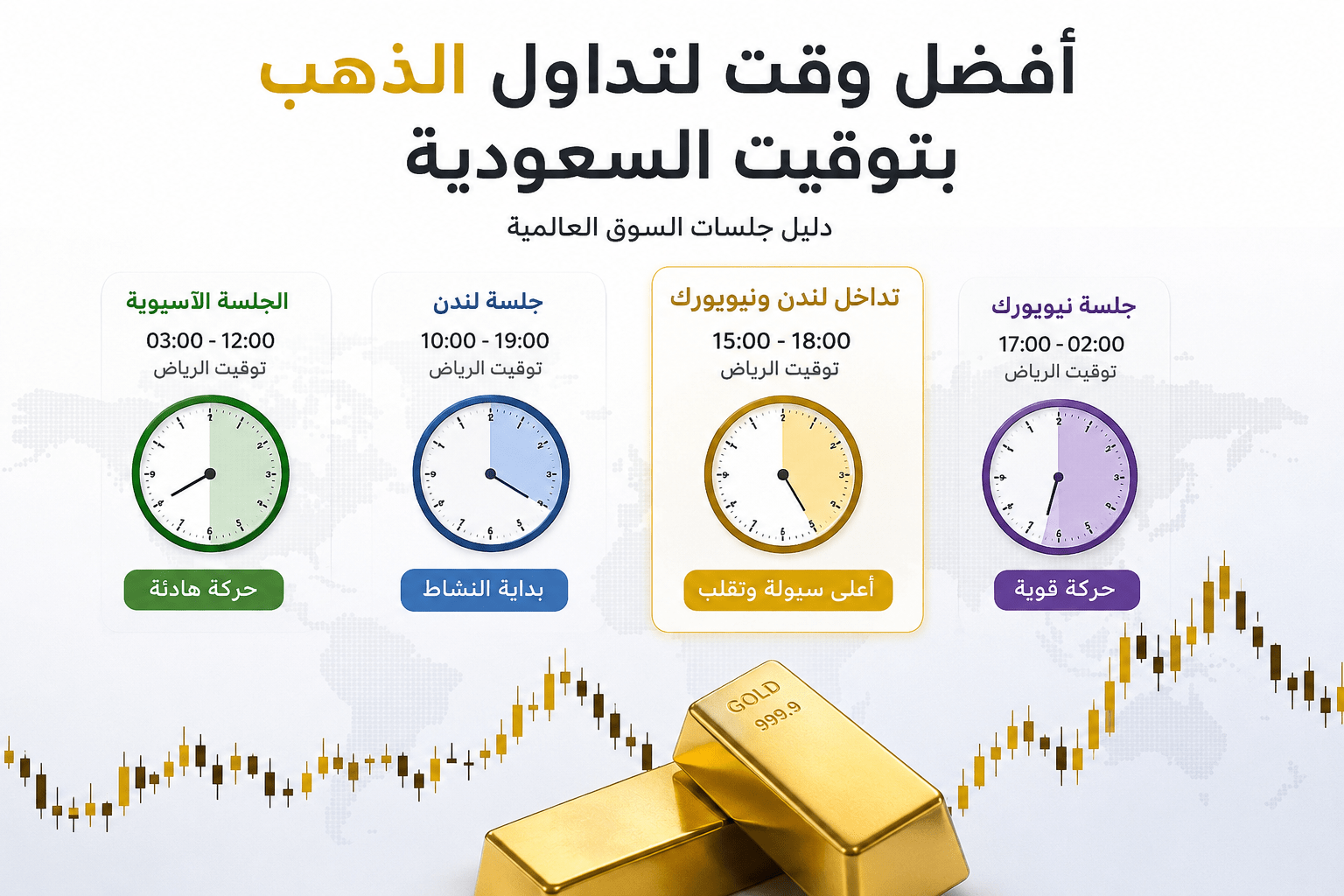 أفضل وقت لتداول الذهب في السعودية